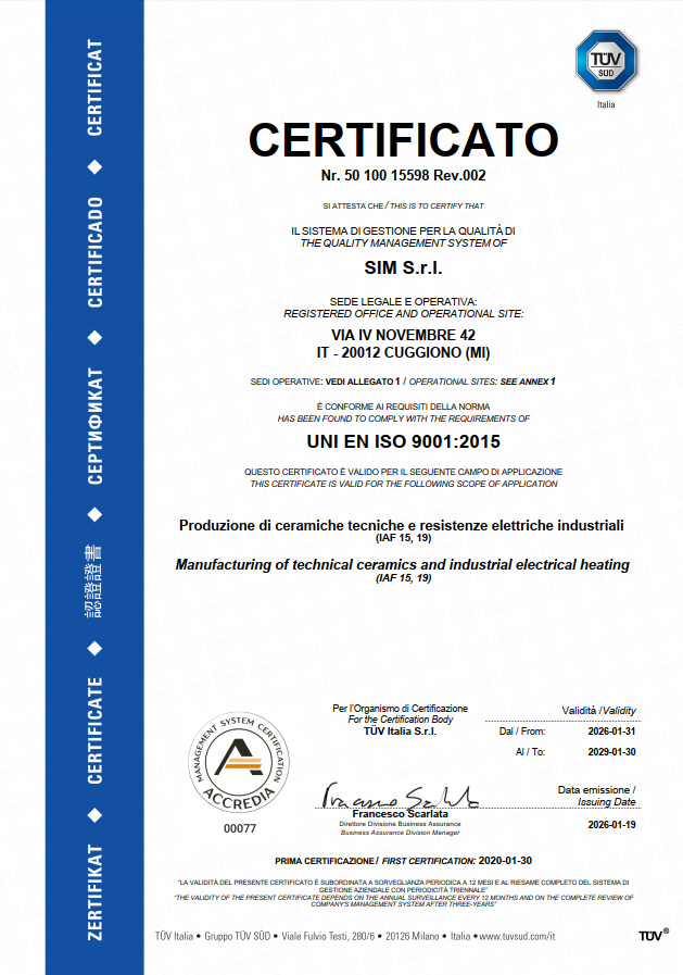 Certificato ISO 9001:2015